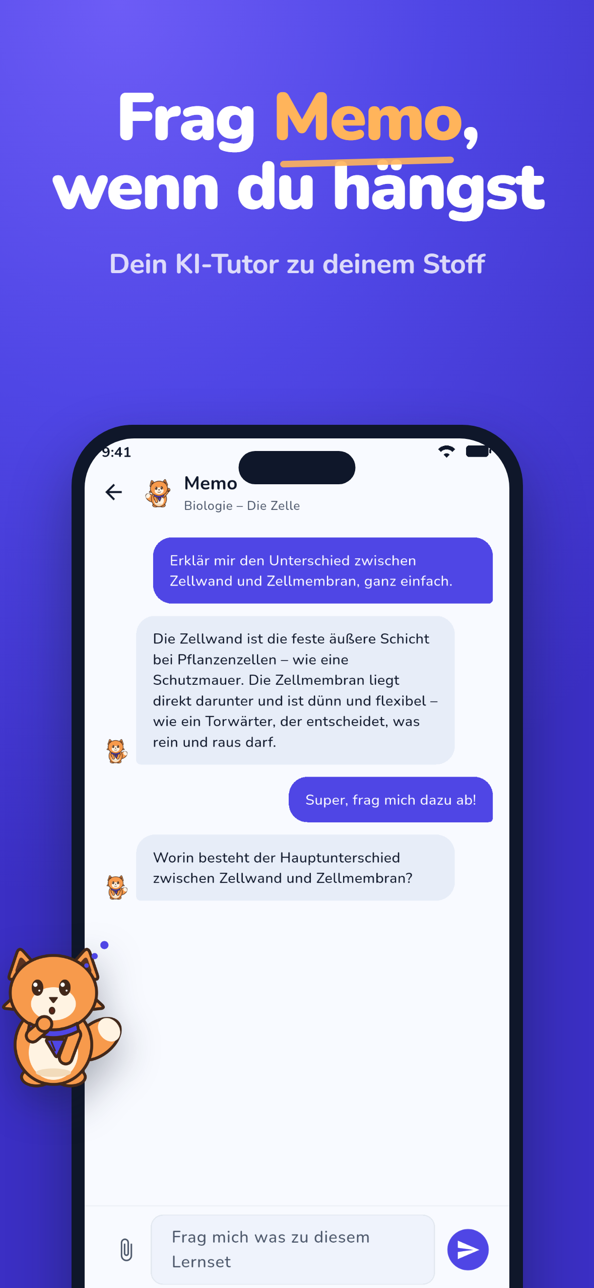 Memo KI-Lernmentor in der MemoSprint App