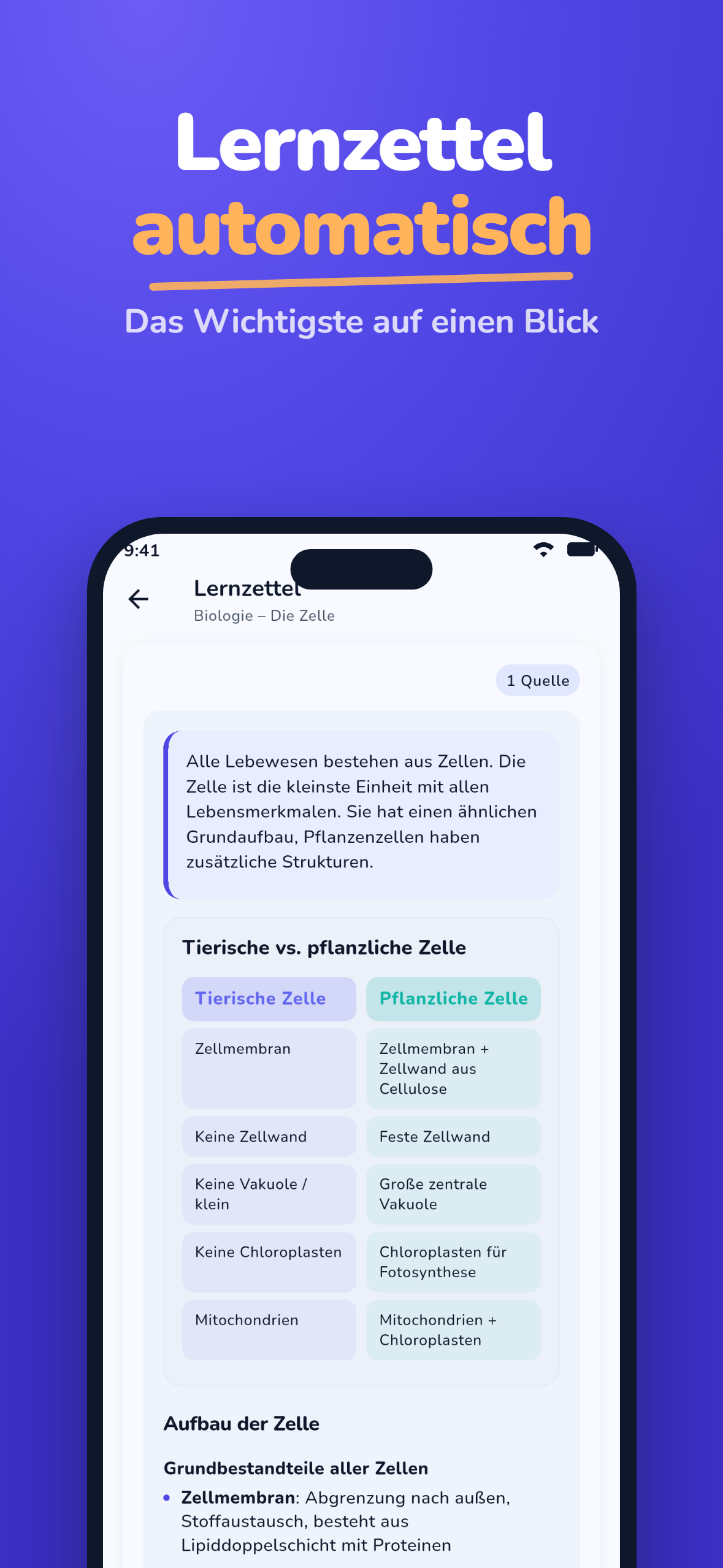 MemoSprint automatische Lernzettel