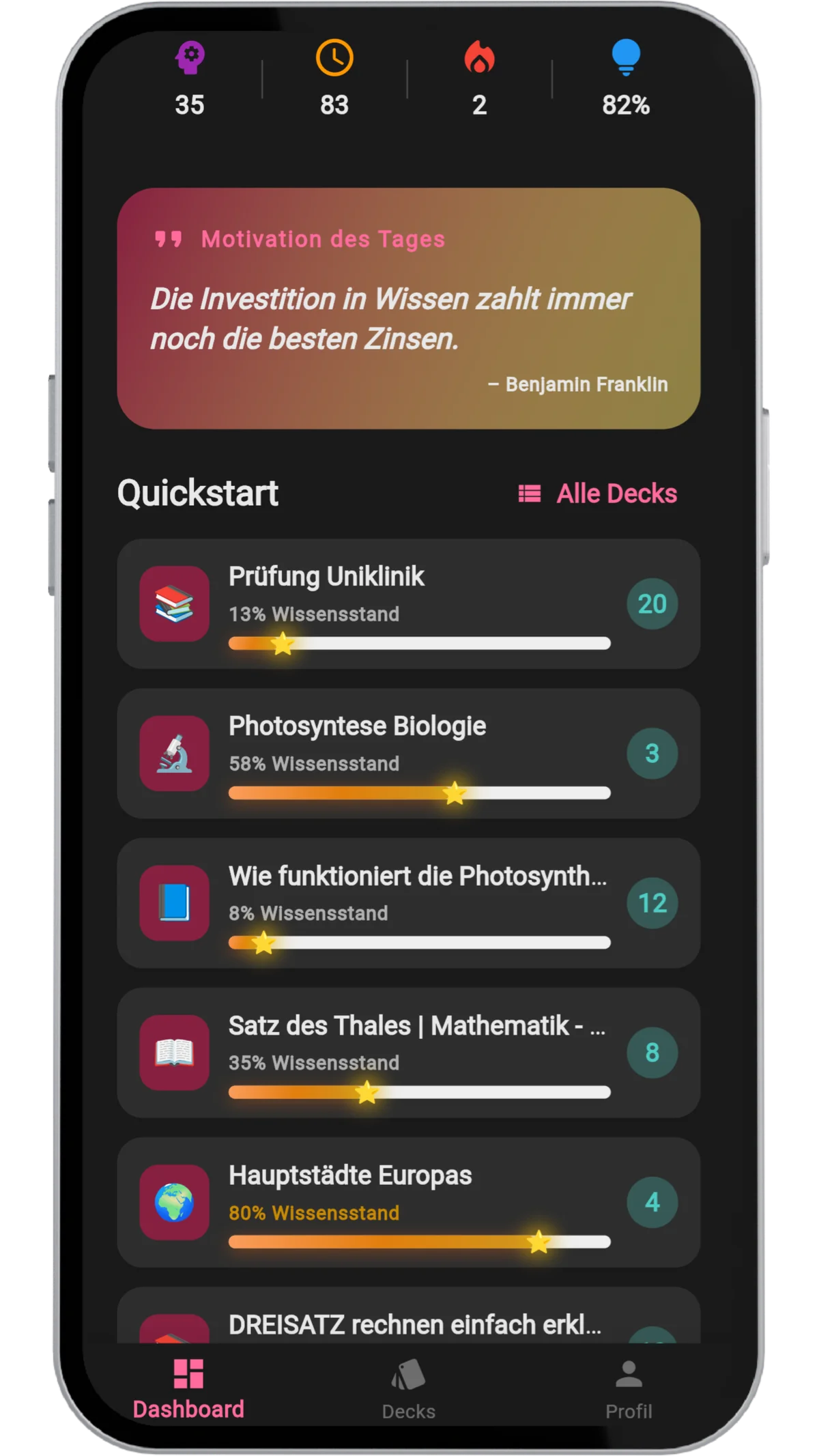 MemoSprint App Dashboard Dark Mode