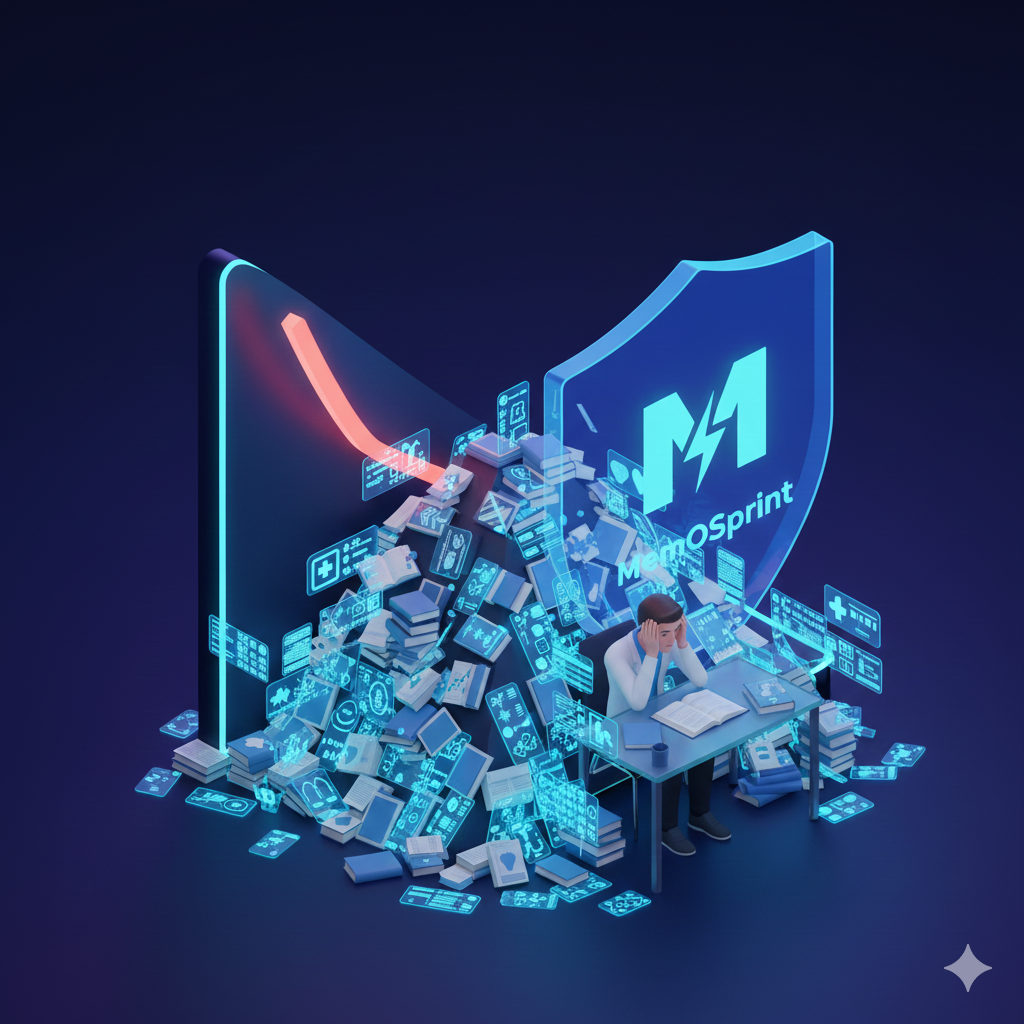 Ebbinghaus Forgetting Curve blocked by MemoSprint Shield